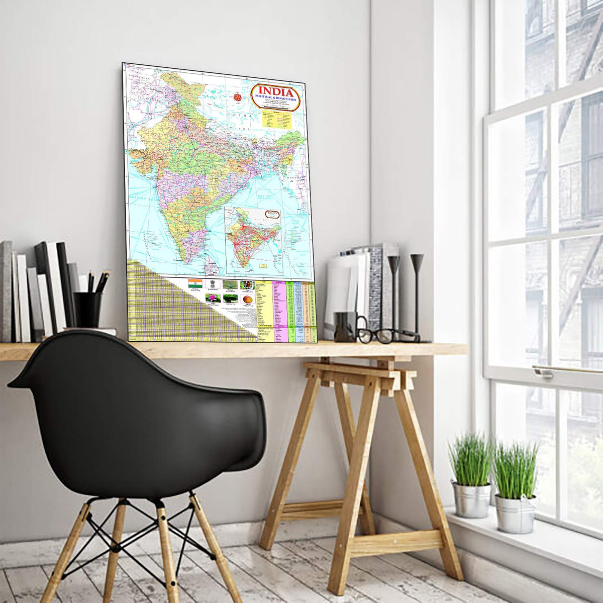 India & World Map ( Both Political & Physical ) with Constitution of India and History of India Chart | LAMINATED SET OF 6 Maps & Charts | Useful for UPSC, SSC, IES and other competitive exams