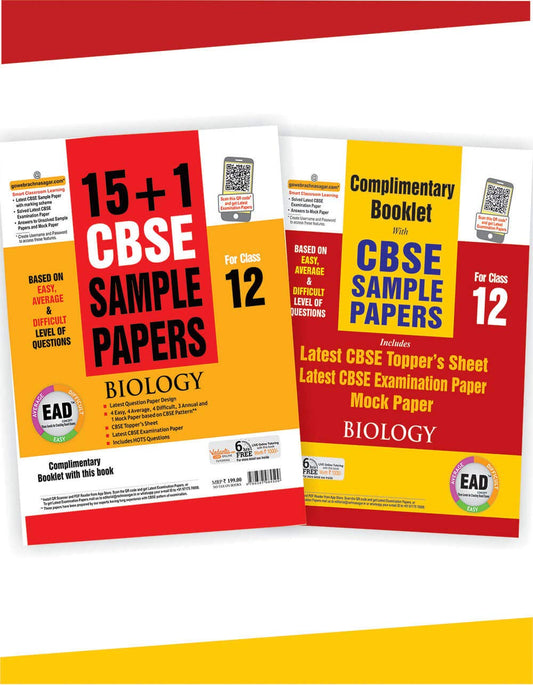 EAD 15+1 cbse sample papers for class 12 Biology for 2019 examination book cover