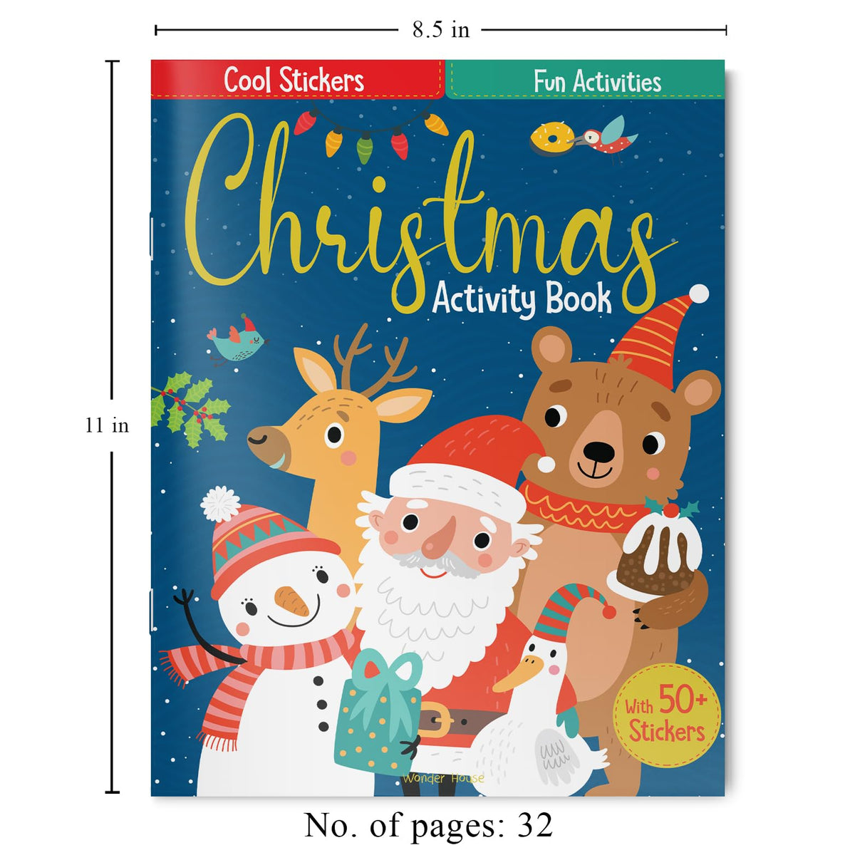 Festive Fun | Christmas Activity Book With Stickers Games, Coloring, Puzzles & 100+ Stickers | Ages 4–8 | Celebrate The Holidays With Joy & Learning