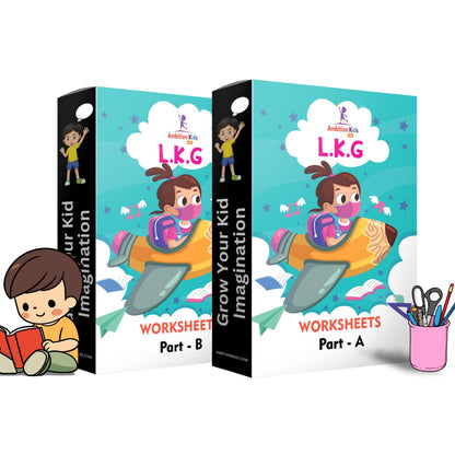 AmbitionKids - Preschool LKG Worksheets - Part A & B - 150+ Pages for Alphabet, Math, Phonics, Shapes, and Early Learning Success