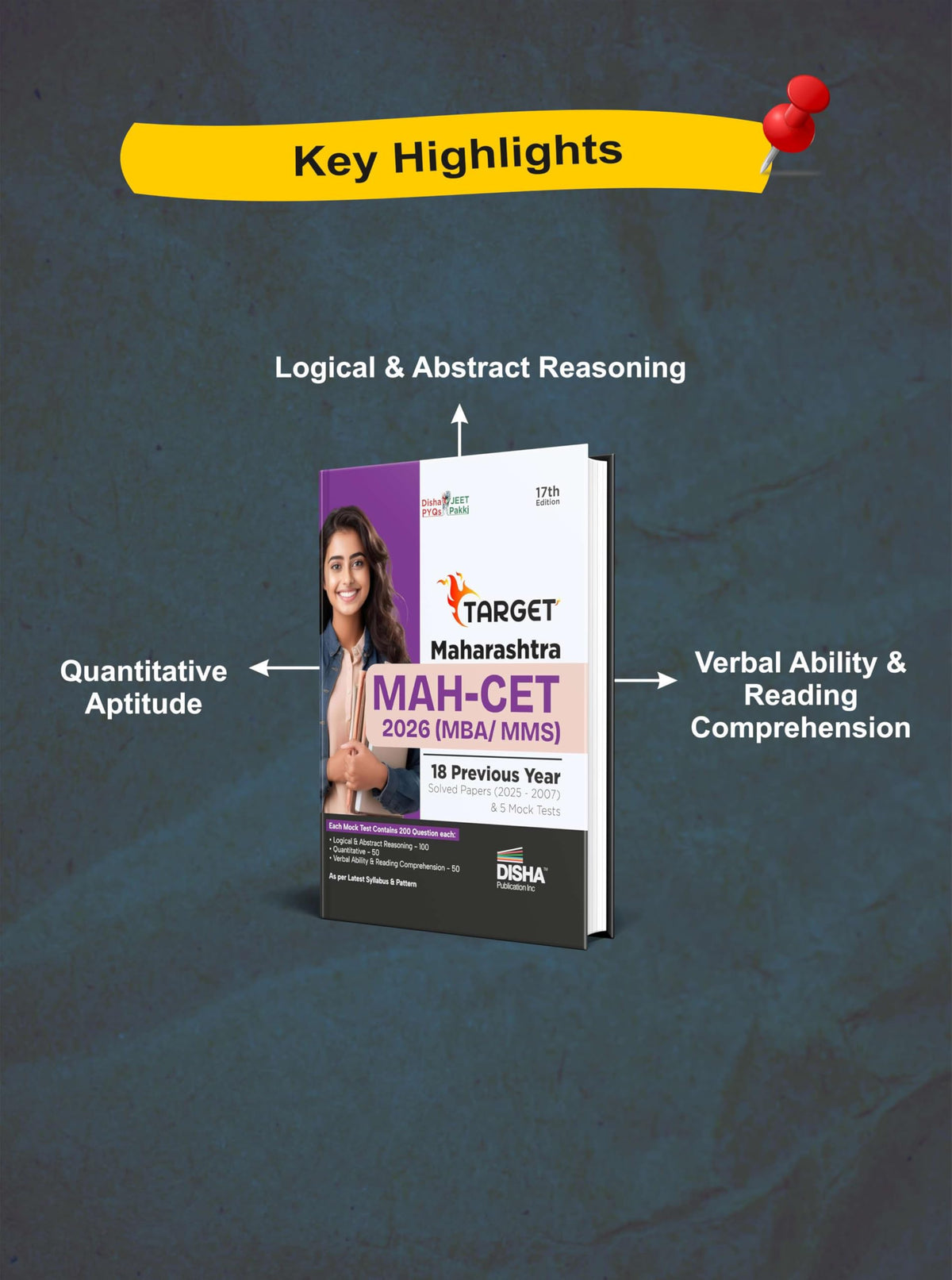 Disha TARGET Maharashtra MAH-CET 2026 (MBA / MMS) - 18 Previous Year Solved Papers (2025 - 2007) & 5 Mock Tests 17th Edition | PYQs Question Bank for 2026 Exam | MH-CET Common Entrance Test