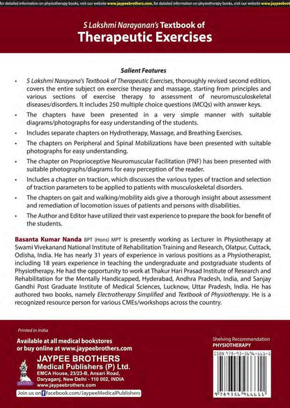 S Lakshmi Narayanan's Textbook of Therapeutic Exercises, 2/E for BPT/ Physiotherapy Students | Exercise Therapy, Assessment, Mobilization, PNF, Traction, Gait Training and 250 MCQs with Answer Keys
