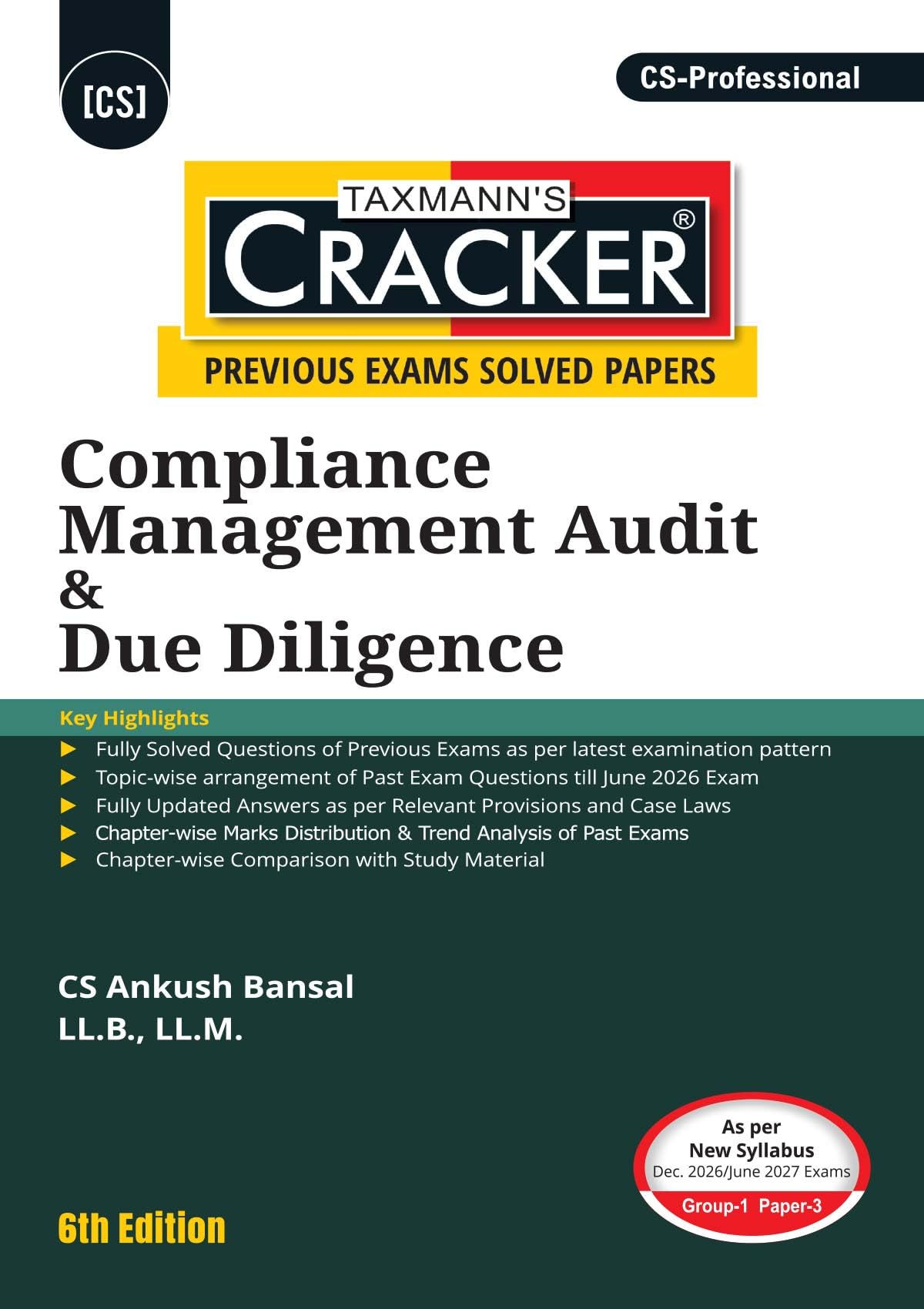 Taxmann's CRACKER COMBO for CS Professional | Dec. 2026/June 2027 Exams | Group 1 – Papers 1 to 3 | CRACKER Series | ESG, Drafting/DPA, and CMADD/Due Diligence | June 2026 Editions | Set of 3 Books