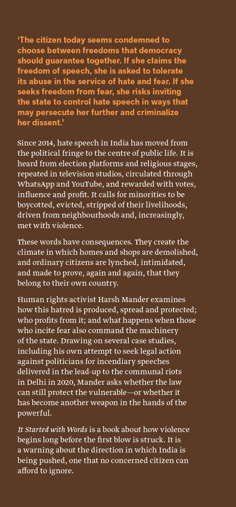 It Started with Words : The Epidemic of Hate Speech in New India | Harsh Mander
