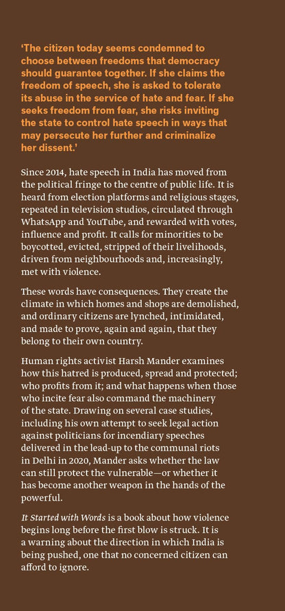 It Started with Words : The Epidemic of Hate Speech in New India | Harsh Mander