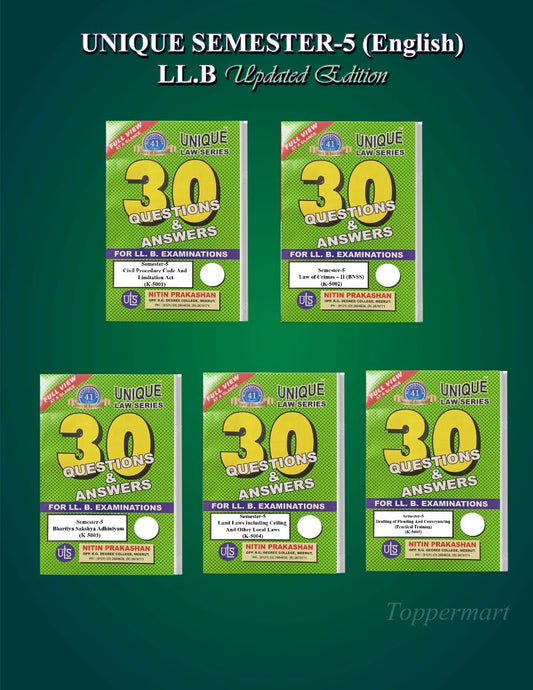 Nitin Prakashans Unique Law Series for CCS University For SEMESTER- 5th With 30 Questions & Answers For LLB Examination. (ENGLISH) EDITION-2025-2026) ... And Conveyancing (Practical Training)