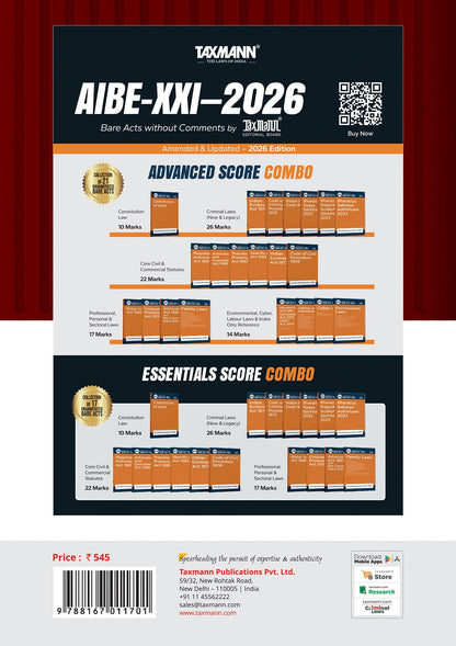 Taxmann's AIBE – All India Bar Examination | CRACKER – Teaches You to Find The Law in Ninety Seconds—with 1,162 Past AIBE Questions | AIBE XXI Decoded | Three Mock Papers