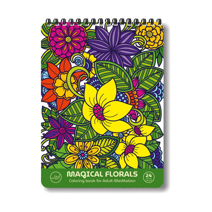 Zen Sangam - Magical Floral Doodle Illustrations Adults Coloring Book - 24 Unique Designs