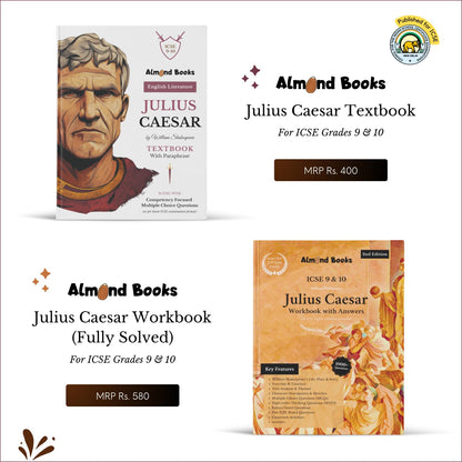 Almond Books ICSE Class 9 & 10 Julius Caesar (Text With Paraphrase) English Literature | Textbook, Paraphrase, MCQs