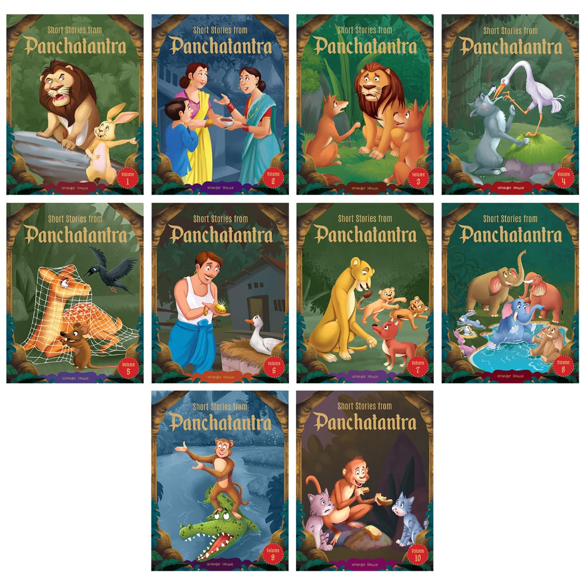 Short Stories From Panchatantra - Collection of 10 Books: Abridged Illustrated Stories For Children (With Morals)