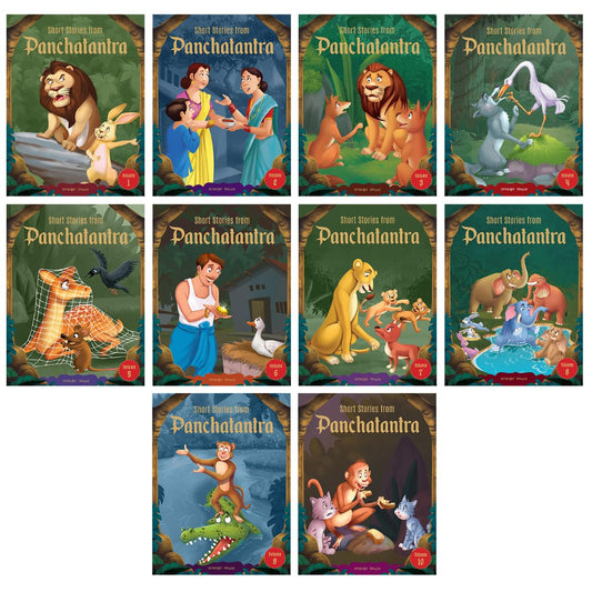 Short Stories From Panchatantra - Collection of 10 Books: Abridged Illustrated Stories For Children (With Morals)
