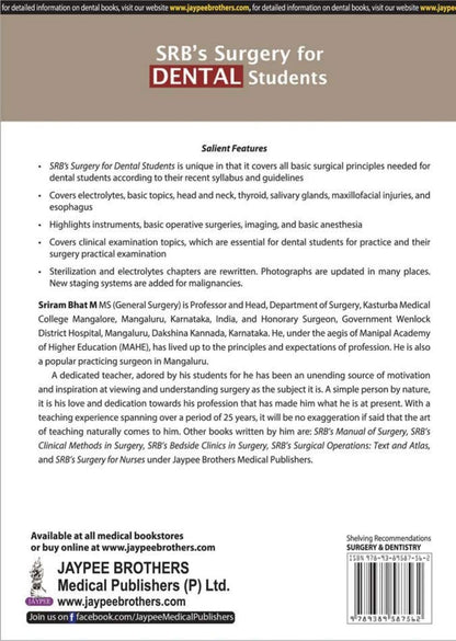 SRB's Surgery for Dental Students, 3/E for BDS Students | General Surgery Textbook with Head-Neck, Salivary Glands, Maxillofacial Injuries, Oral Cavity and Clinical Examination for Practicals
