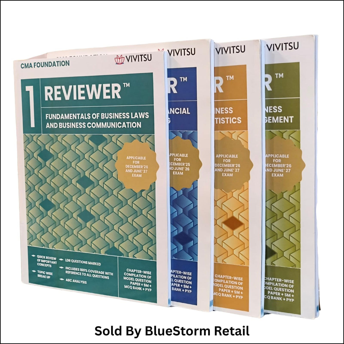 Vivitsu CMA Foundation Reviewer Set (Paper 1, 2, 3 & 4) | Fundamentals of Business Laws & Business Communication, Financial & Cost Accounting, ... | Question Bank Combo (Set of 4 Books)
