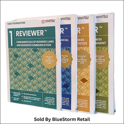 Vivitsu CMA Foundation Reviewer Set (Paper 1, 2, 3 & 4) | Fundamentals of Business Laws & Business Communication, Financial & Cost Accounting, ... | Question Bank Combo (Set of 4 Books)