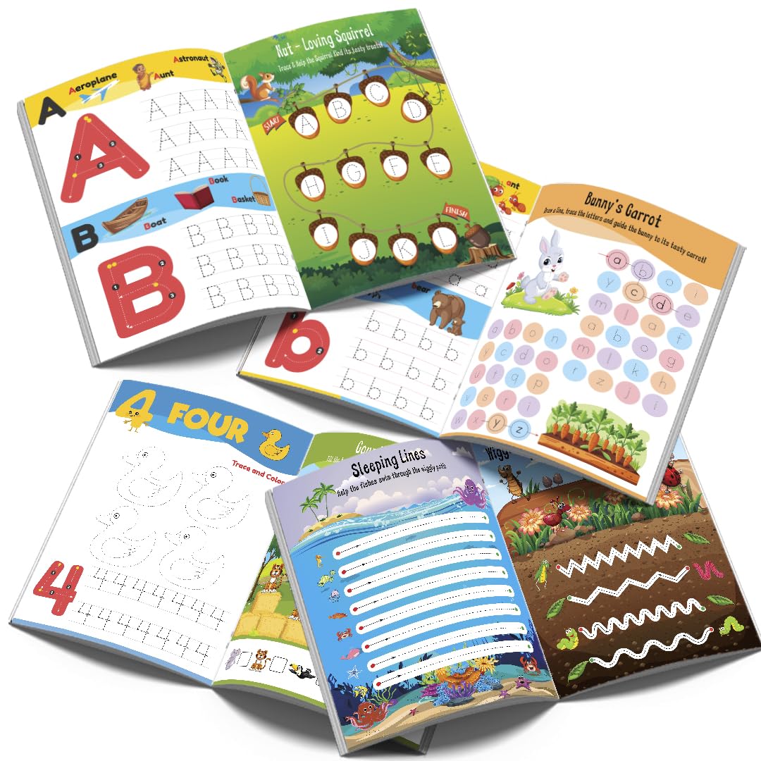 Tracing Books for Kids | Pencil Control Activity Book for Kids [4 Books] | Premium Quality Writing Practice Books - Alphabet ABC (Capital & Small Letters), Numbers, Lines & Pattern | Ages: 2 - 5 Years