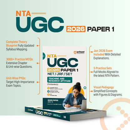 Arihant NTA UGC NET/JRF/SET Paper 1 | Teaching & Research Aptitude | Solved Papers (2025–2010) including Jan 2026 Exam | 100% Detailed Explanations + 5 Practice Sets