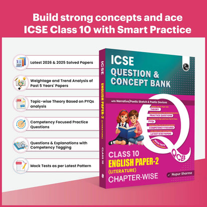 PW Class 10 ICSE Question & Concept Bank English Paper 2 (Literature) 2027 Chapterwise & Topicwise By Nupur Sharma | Narrative/ Poetic Sketch & Devices | Important Practice Questions