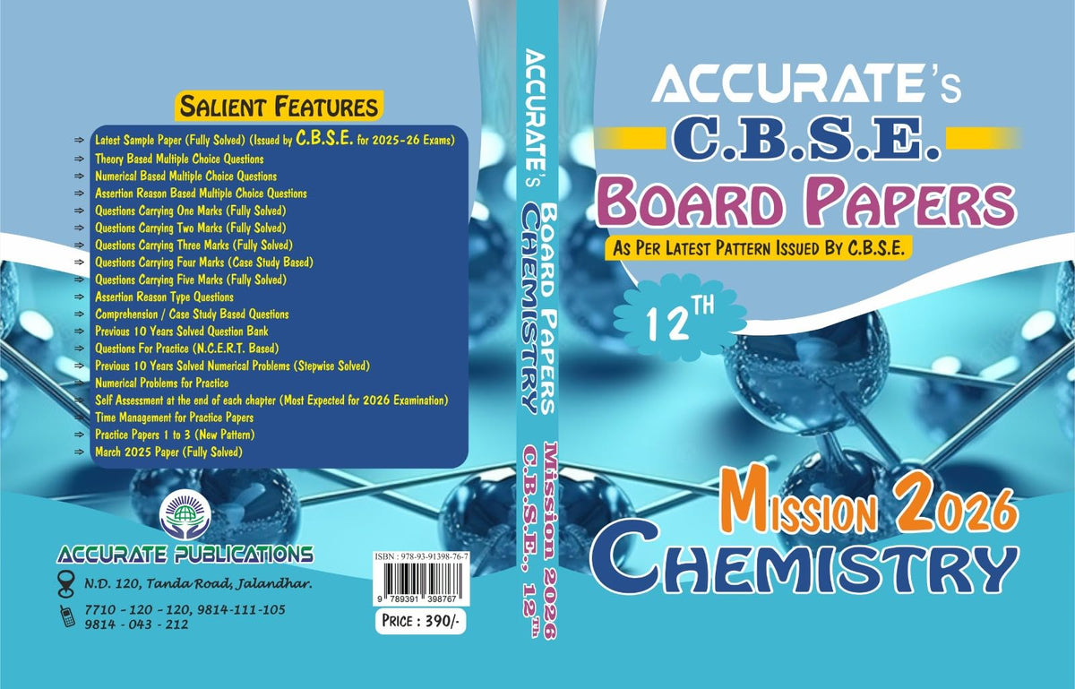 ACCURATE CBSE BOARD PAPERS CHEMISTRY CLASS 12TH MISSION 2026