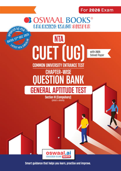 Oswaal NTA CUET (UG) Chapter-wise Question Bank General Aptitude Test For 2026 Exam (as per latest 27 Dec., notification) | PYQs & 950+ NCERT aligned MCQs | With Oswaal AI