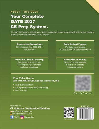 GATE 2027 Civil Engineering | Topic-wise Previous Year Solved Papers (2000–2026) | 27 Years PYQ with Detailed Solutions | MCQs, NTQs & MSQs | GATE CE Topicwise Question Bank