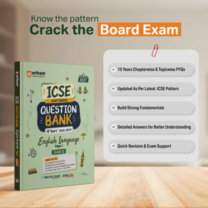 Arihant ICSE Question Bank Class 10 Chemistry For Board Exam 2027 | 26 Years Chapterwise & Topicwise PYQs (2026–2001) with Detailed Step-by-Step Solutions, Examiner's Comments, Tips & 3 Sample Papers