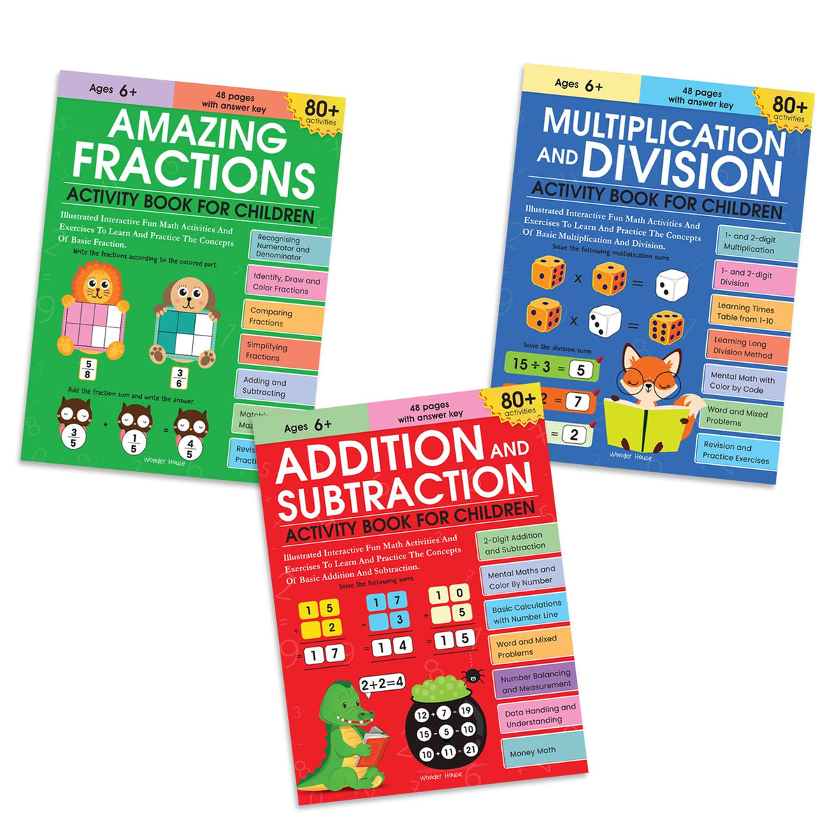 Math Activity Books Bundle 2 – Multiply / Fraction / Addition (Pack of 3 Books)