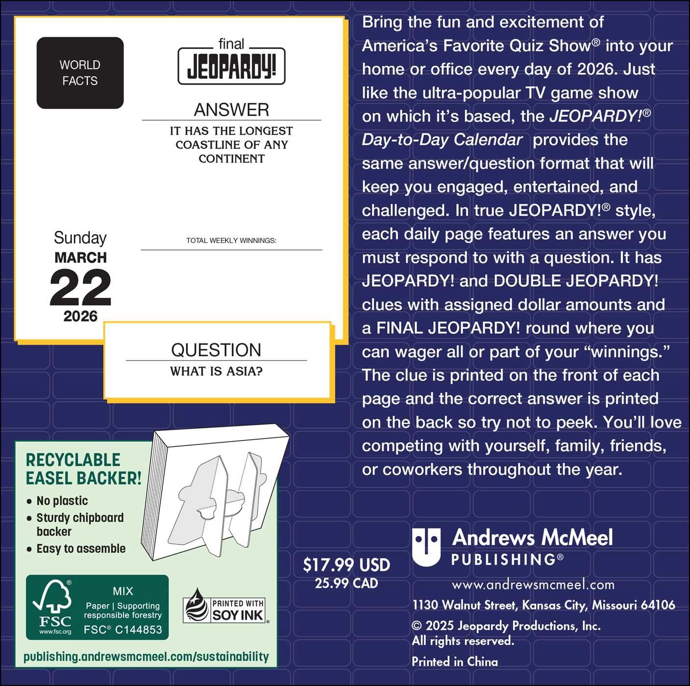 JEOPARDY! 2026 Day-to-Day Calendar: Featuring Clues and Responses From America's Favorite Quiz Show®