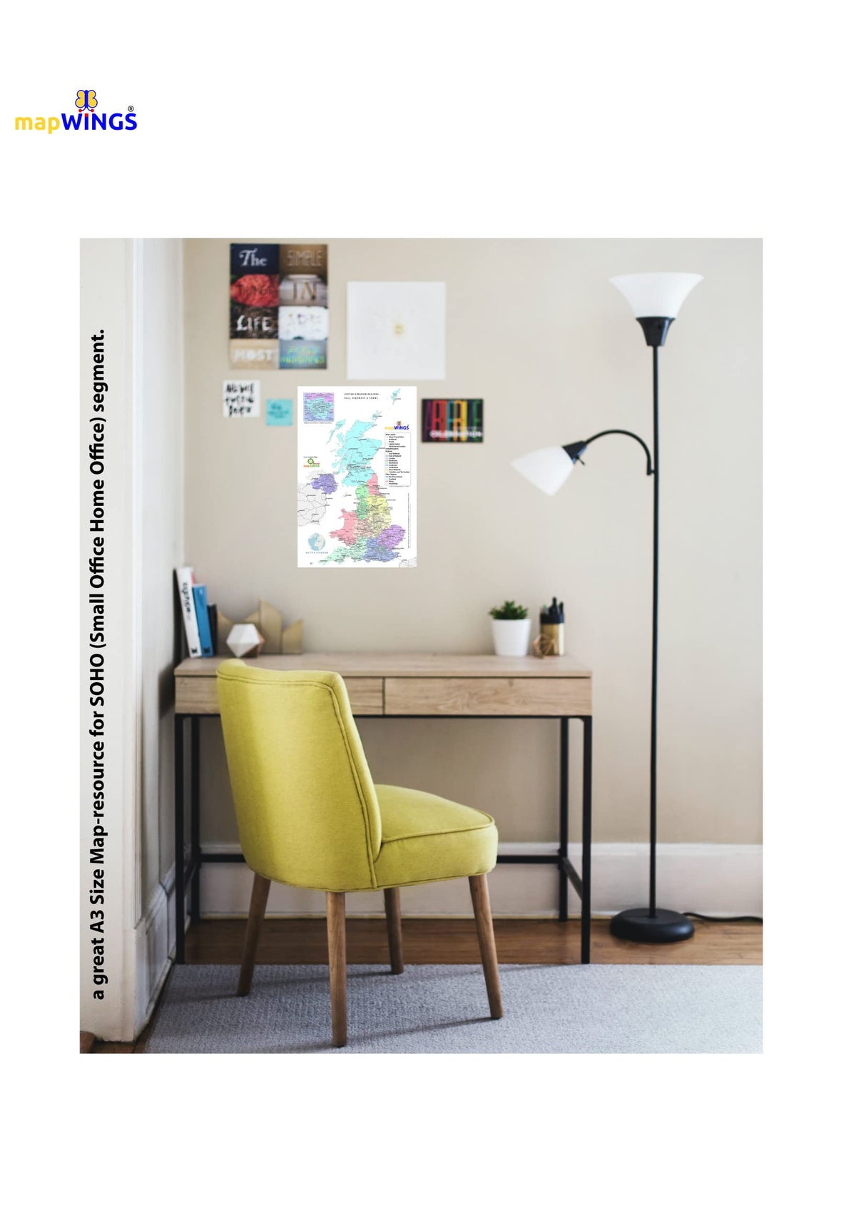 DURABLE MAGNETIC Paper Map of UNITED KINGDOM (UK) & Regions with State, District, Counties Boundaries, Road-Rail, Important Locations with Map-Legend, Size 18 X 11 inches ~ A3 SIZE PORTRAIT
