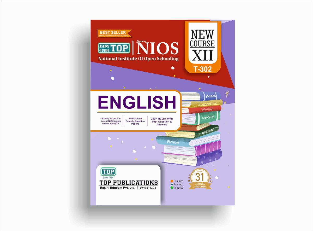 TOP NIOS Class 12 English T-302 New Syllabus English Medium Guide (Including Objective Type MCQs) | Updated with Latest Syllabus and Exam Pattern as per NIOS Latest Notification