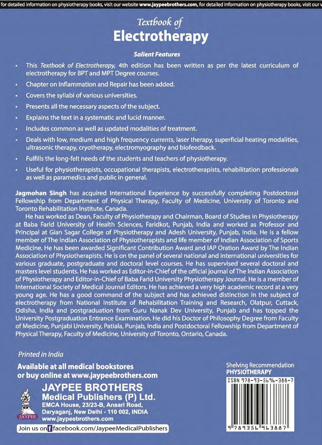 Textbook of Electrotherapy, 4/E for BPT and MPT Physiotherapy Students | Electrotherapy Modalities Guide: Low, Medium and High Frequency Currents, Ultrasound, Laser and Cryotherapy