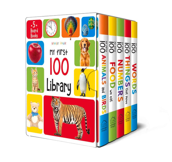 My First 100 Library: Boxset of 5 Early Learning Board Books for Kids | Learn First 100 Words, Numbers, Animals & Birds, Food We Eat, and Things That Move | Perfect for Babies, Toddlers, Preschool & Homeschool | Ages 0–5 Years