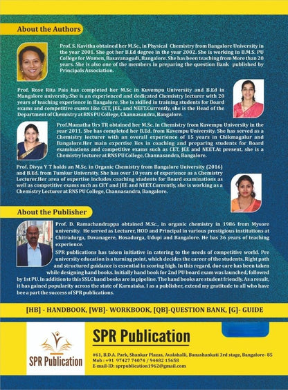 SPR 2nd PUC - CHEMISTRY - Handbook With Study Material | As Per The NCERT Syllabus and Latest Blue print KSEAB| For 2026 - 27| (Spr Examination Handbook With Study Material)