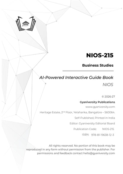 NIOS Simplified: Business Studies | NIOS-215 | Interactive AI-Powered Interactive Study Guide Book (20+ Full-length Mock Tests & Data+ Practice Questions with Solutions & Answer Explanations)