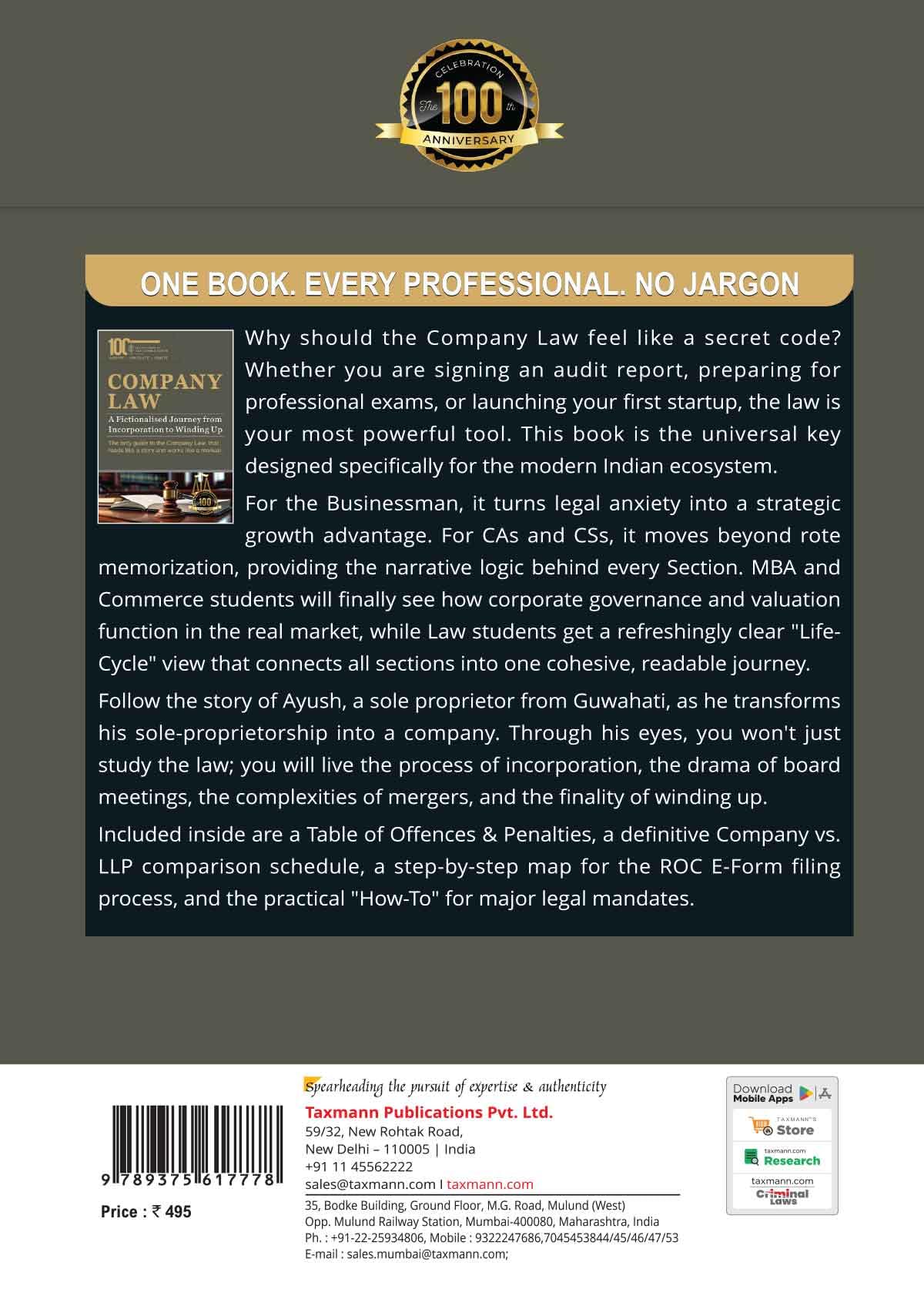 Taxmann's Company Law — A Fictionalised Journey from Incorporation to Winding Up – Structured Equally as a Readable Story and a Statutory Compliance Manual