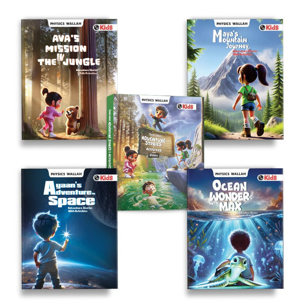 Set of 4 Adventure Story Books for Kids Ages 2-5 Years, Theme-Based Stories with Stickers & Fun Activities, Learning Activity Set