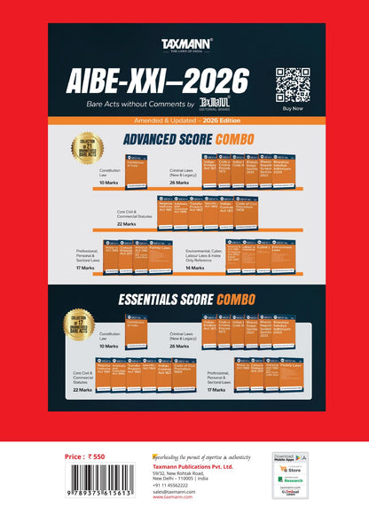 Taxmann's AIBE – All India Bar Examination | CRACKER – Covering Bare Act Navigation | Answering Strategies | Subject-wise Guides | In-Depth Analysis of AIBE-XX | 11 Years of Solved Papers | Others