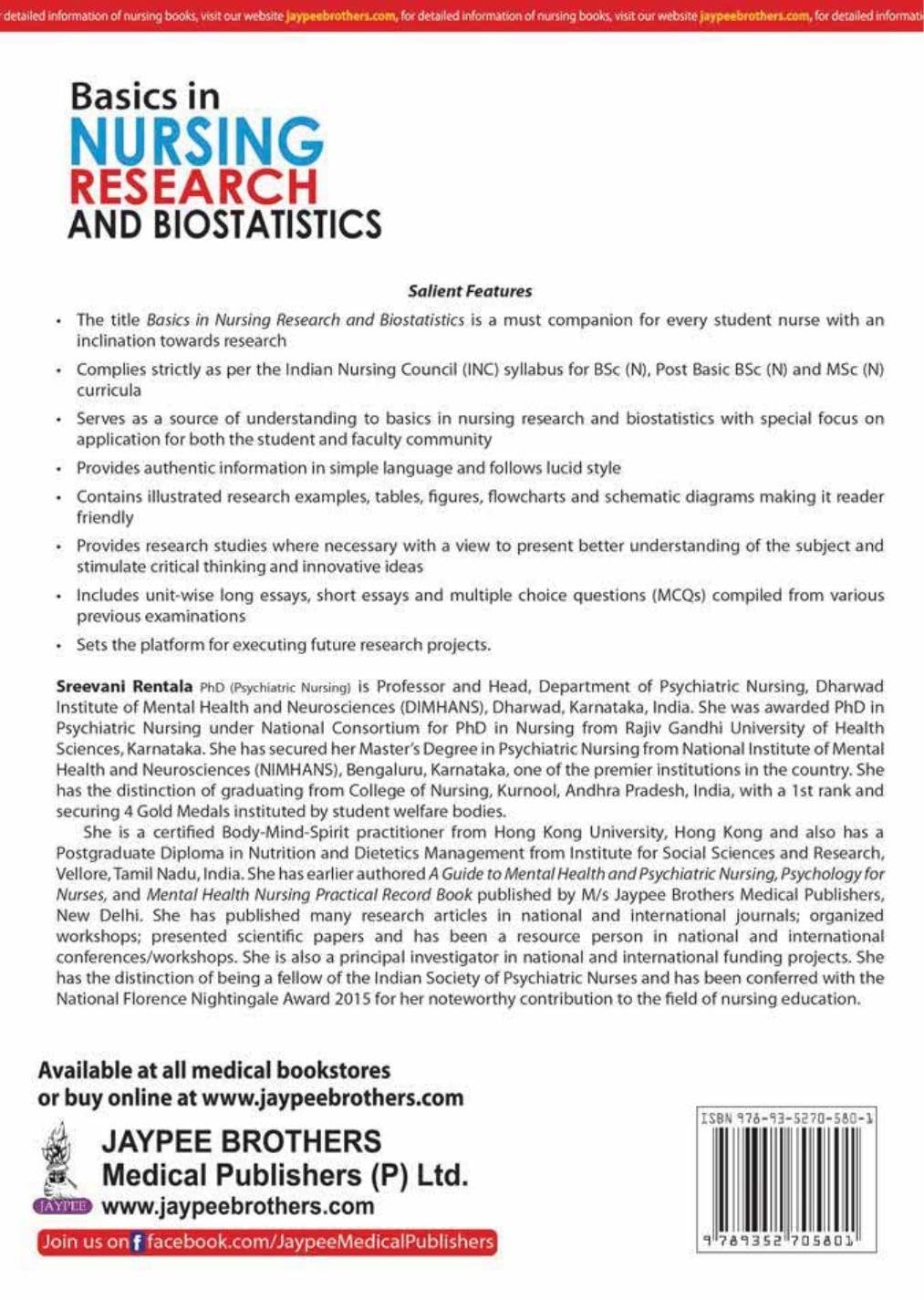 Basics in Nursing Research and Biostatistics for BSc, Post Basic BSc and MSc Nursing Students | INC Syllabus-Based Guide with Illustrated Examples, Flowcharts and Unit-wise MCQs with Answer Keys