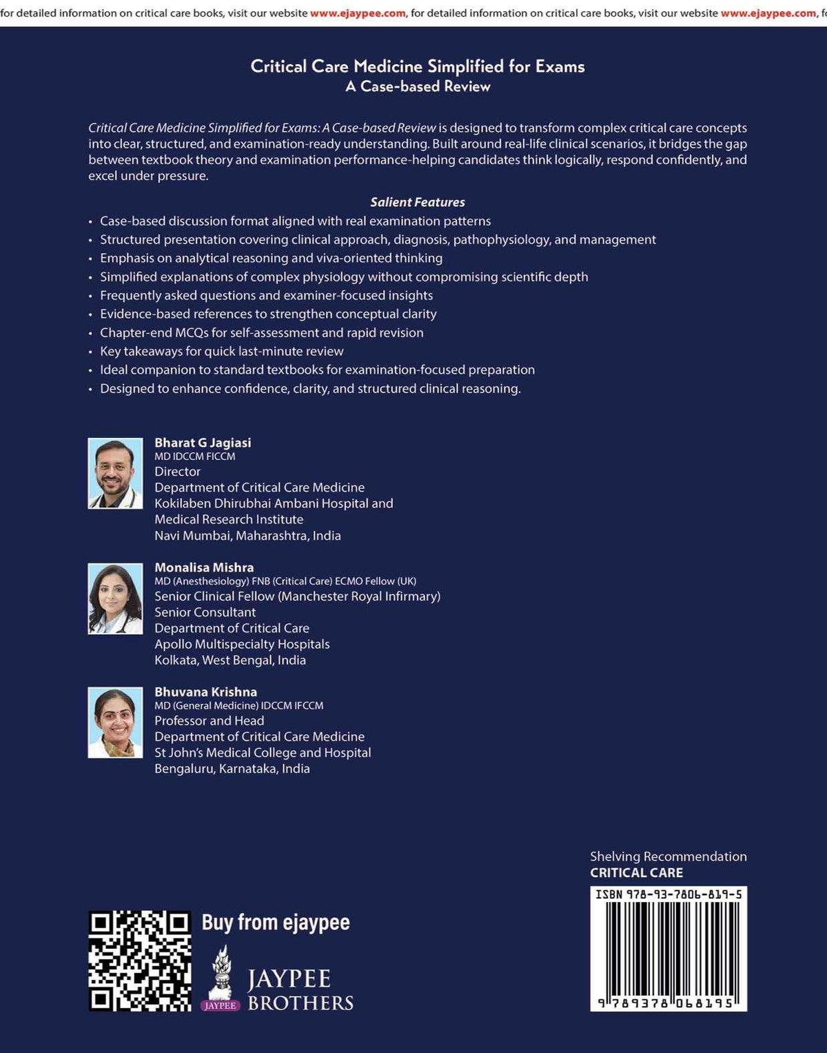 Critical Care Medicine Simplified for Exams, 1/E for Critical Care Postgraduates | Case-based Review with Clinical Vignettes, MCQs and Viva-Oriented Discussions for IDCCM and FNB Exams