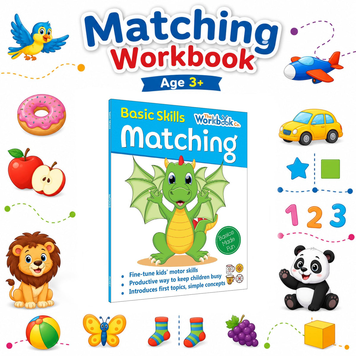 Matching Basic Skills Book for Kids 3+ | Fun Early Learning Activity Book with Shapes, Colors, Numbers & Patterns | Preschool Workbook | Best Educational Gift for Children
