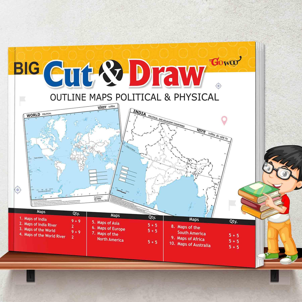 BIG CUT & DRAW OUTLINE MAPS POLITICAL & PHYSICAL | Political& Physical outline Map Book for school