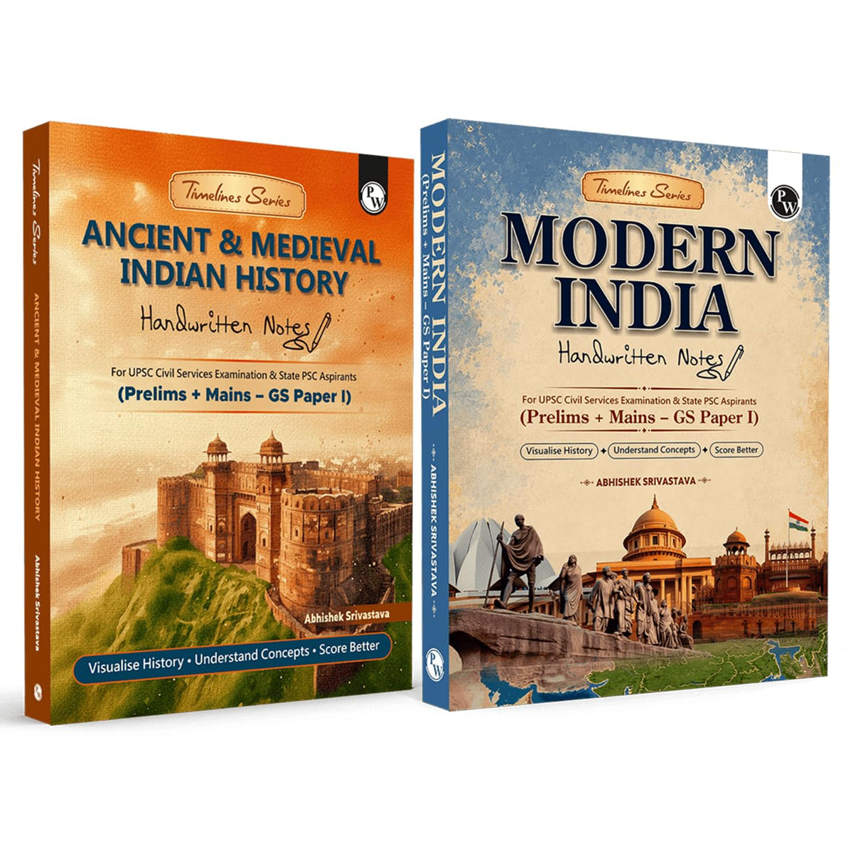 PW UPSC Ancient & Medieval Indian History & Modern India Handwritten Notes By Abhishek Srivastava Combo Set of 2 Books | PYQs, Maps, Timelines & Exam Oriented Notes| Ideal for UPSC & State PSC Exams