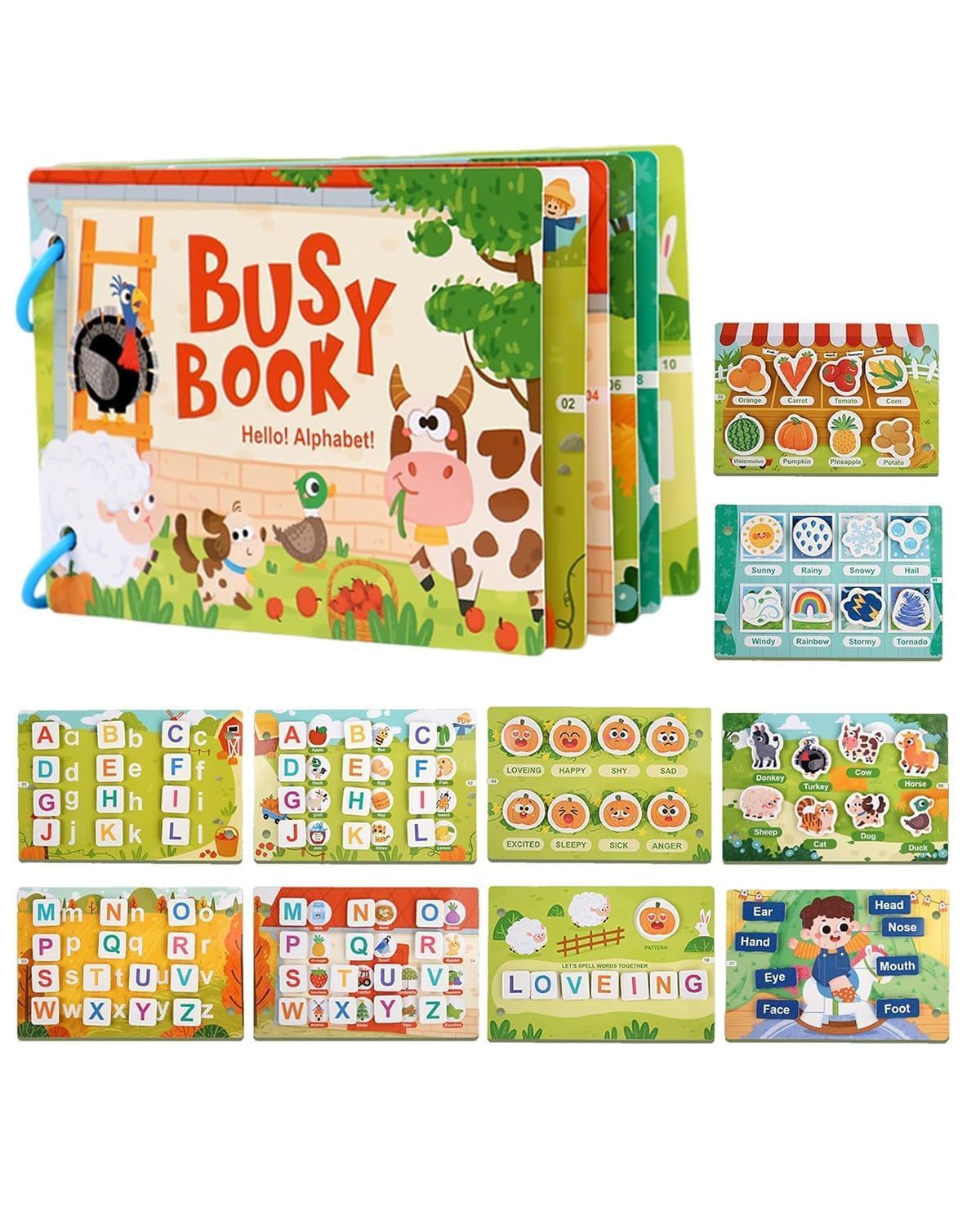 SHNMN Busy Book | Preschool Busy for Toddlers Kids/Children Activities | Quiet Book Alphabets, Animal, Shapes Learning | Kids Age 3-5 Years: 1 (Alphabet,Animal,Learning,Elementary Book)