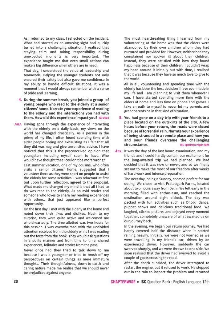 Arihant ISC Question Bank Class 12 English Language (Paper I) For Exam 2027 | 17 Years Chapterwise & Topicwise PYQs (2026-2010) with Detailed Step-by-Step Answers,Examiner's Comments & 3 Sample Papers