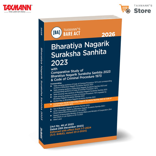 Taxmann's Bharatiya Nagarik Suraksha Sanhita 2023 [Bare Act] – Affordably Priced Edition Presenting the Complete Text—Along with Comparative Tables | Legislative Aids