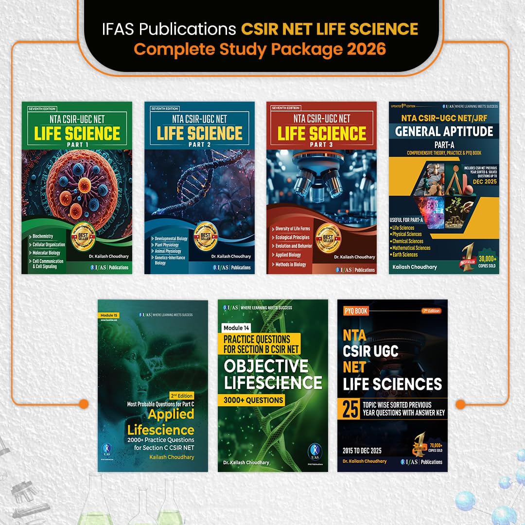 CSIR NET Life Science Books 2026 - Complete Study Material Set (7 Books) | CSIR NET JRF Life Sciences Fundamental & Practice Notes for NTA CSIR NET, GATE, SET & BARC | IFAS