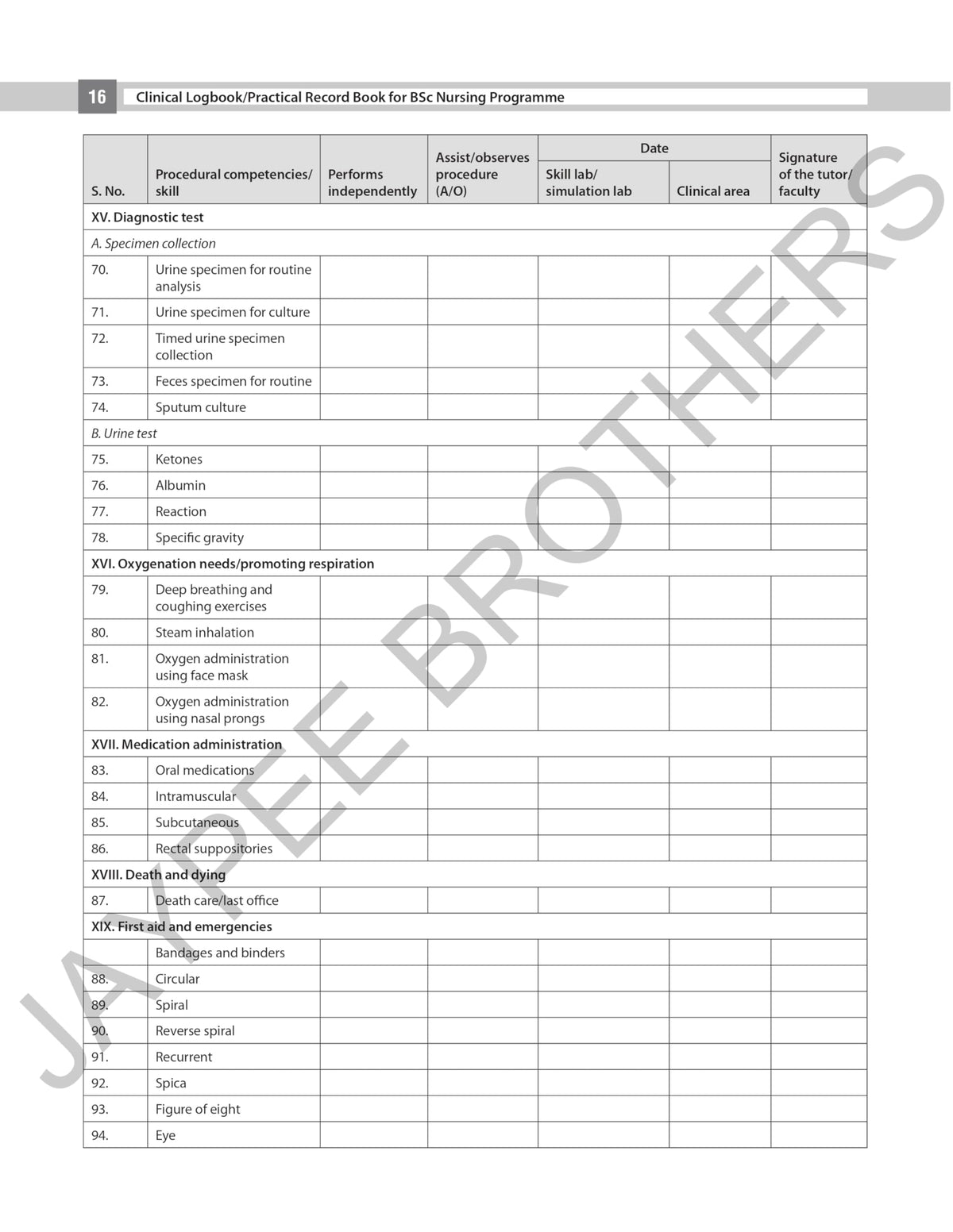Clinical Logbook/Practical Record Book for BSc Nursing Programme by I. Clement | Complete Clinical Record Book as per Revised INC Syllabus for BSc Nursing Students, All 8 Semesters (4-Year Programme)