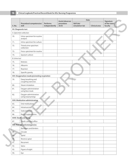 Clinical Logbook/Practical Record Book for BSc Nursing Programme by I. Clement | Complete Clinical Record Book as per Revised INC Syllabus for BSc Nursing Students, All 8 Semesters (4-Year Programme)