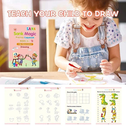ZOQWEID Magic Practice Copybook (4 BOOK + 1 pen + 10 REFILL) Number Tracing Book for Preschoolers with Pen, Magic Calligraphy Copybook Set(19*13 CM) 2026: ENGLISH