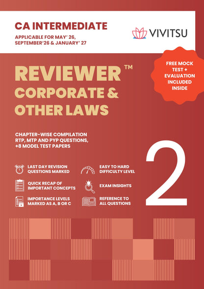 VIVITSU's CA Intermediate Corporate & Other Laws Reviewer | Chapter-Wise RTP, MTP & PYP Questions with 8 Model Test Papers | CA Inter Law Question ... Applicable for May 2026, Sept 2026 & Jan 2027