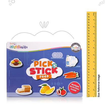 Intelliskills Premium Pick N' Stick Food Montessori Activity Busy Book with Reusable Stickers|Early Learning Activity Book for 2+Years Old|Sticker Book For Kids|Best Birthday Gift for Children|English